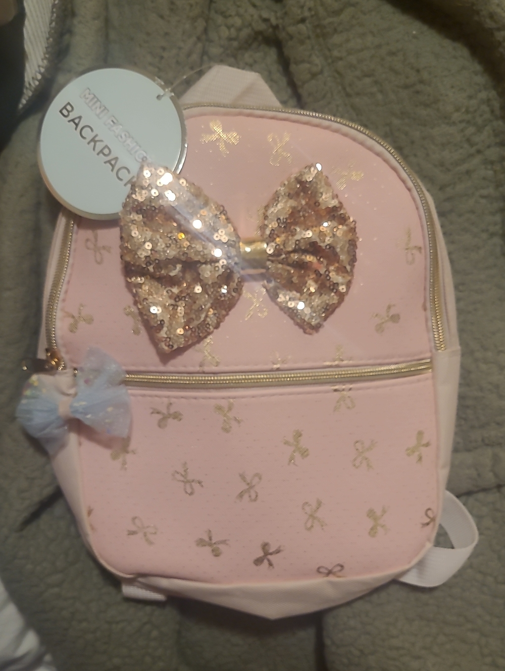 Kids Sequin Bow Pink Backpack - Unbranded